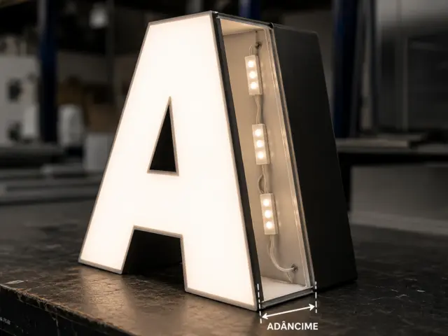 Cum alegem adâncimea unei litere volumetrice luminoase