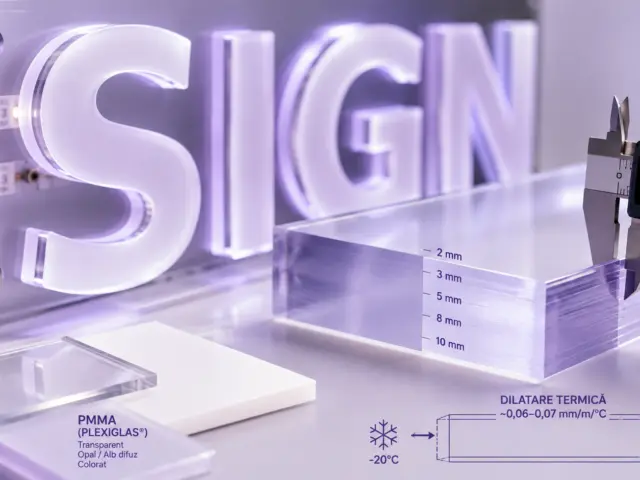 Plexiglasul în semnalistică – grosimi, dilatare și alegerea materialului